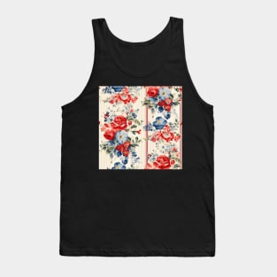 Red White and Blue Patriotic Shabby Floral Tank Top